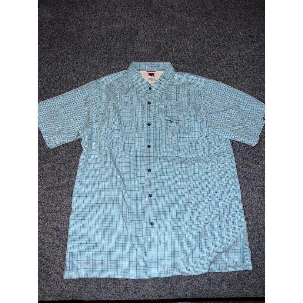 The North Face Mens Large Blue Plaid Short Sleeve Button Down Shirt AH6V